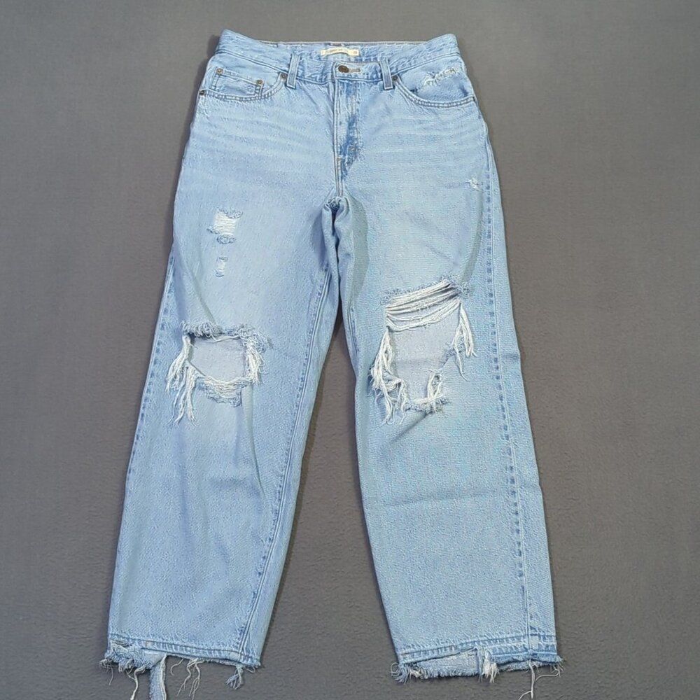 Levi's Premium Jeans Women's 28 Blue Baggy Dad Loose Fit Distressed Denim